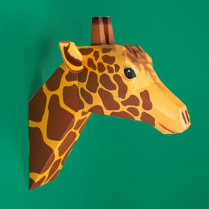 キリンの壁掛けアート（立体ペーパークラフト）WORLD-22-GIRAFFE