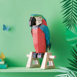 美しいオウムと専用スタンドセット（組み立て式ペーパークラフト）WORLD-18-PARROT