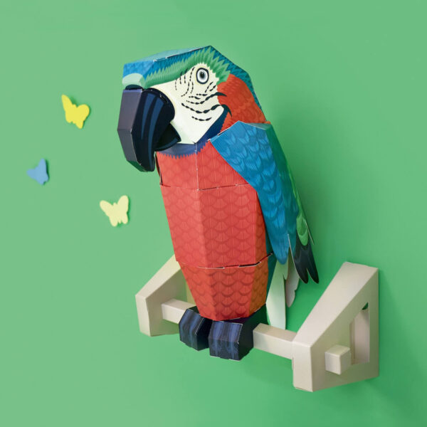 美しいオウムと専用スタンドセット（組み立て式ペーパークラフト）WORLD-18-PARROT - 画像 (2)