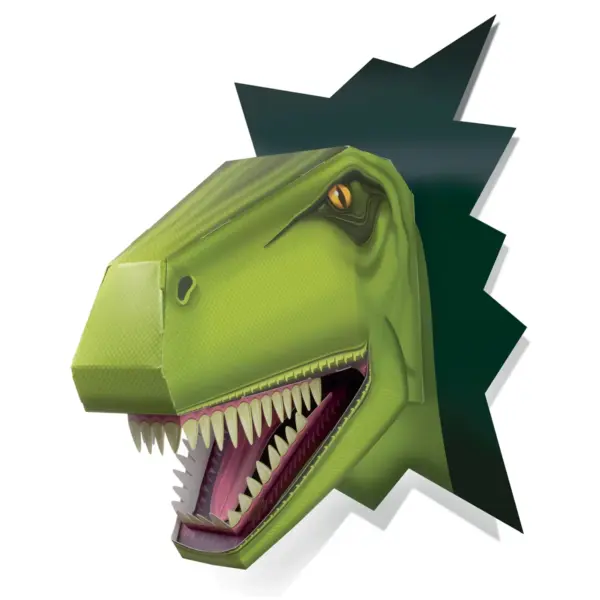 恐ろしいT-Rex（恐竜）の頭を作る壁掛けアート（立体ペーパークラフト）DIN-16-HEAD - 画像 (4)