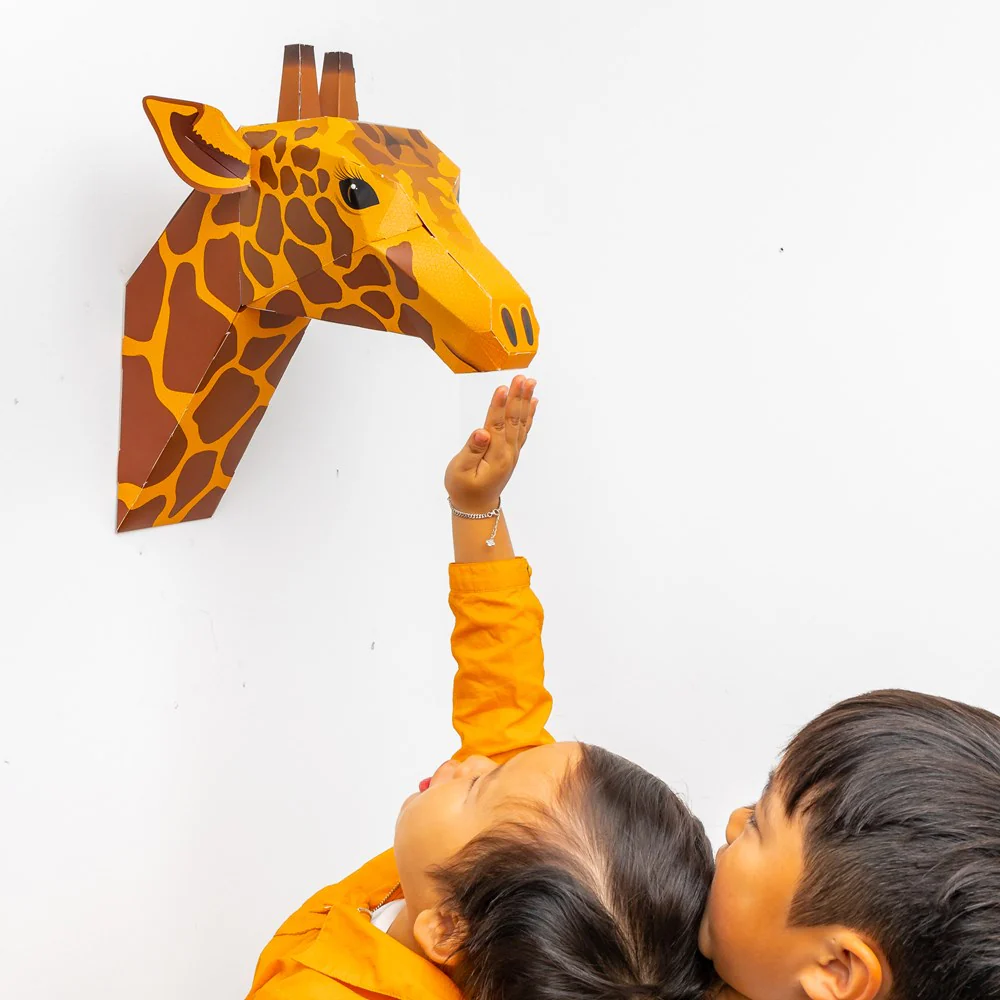 キリンの壁掛けアート(立体ペーパークラフト)WORLD-22-GIRAFFE - 画像 (3)