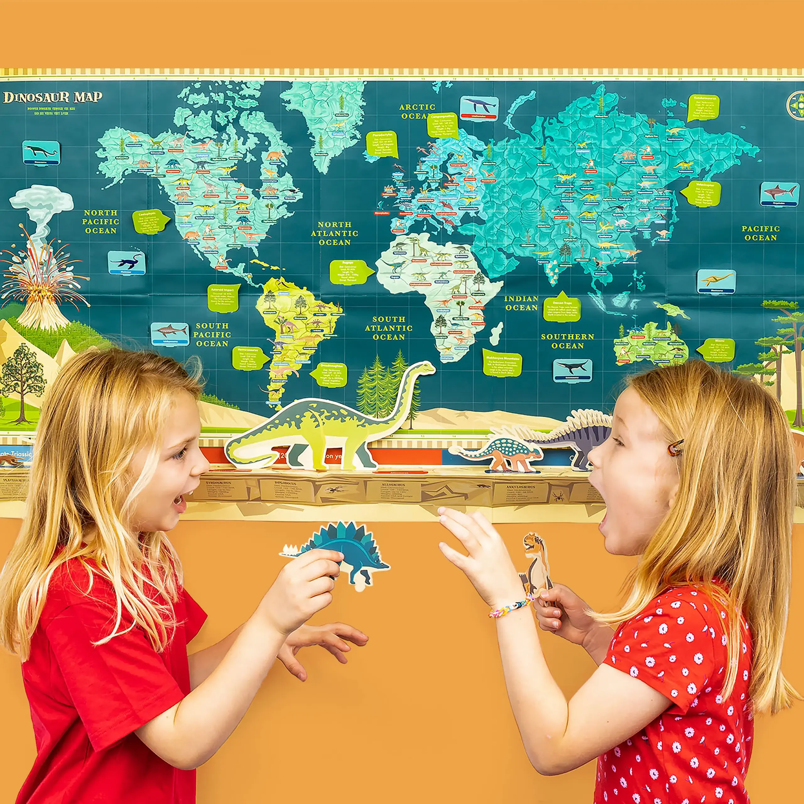 Dinosaur Timeline & World Map(恐竜年表)*英国GIFT OF THE YEAR 2025受賞*DIN-22-MAP
