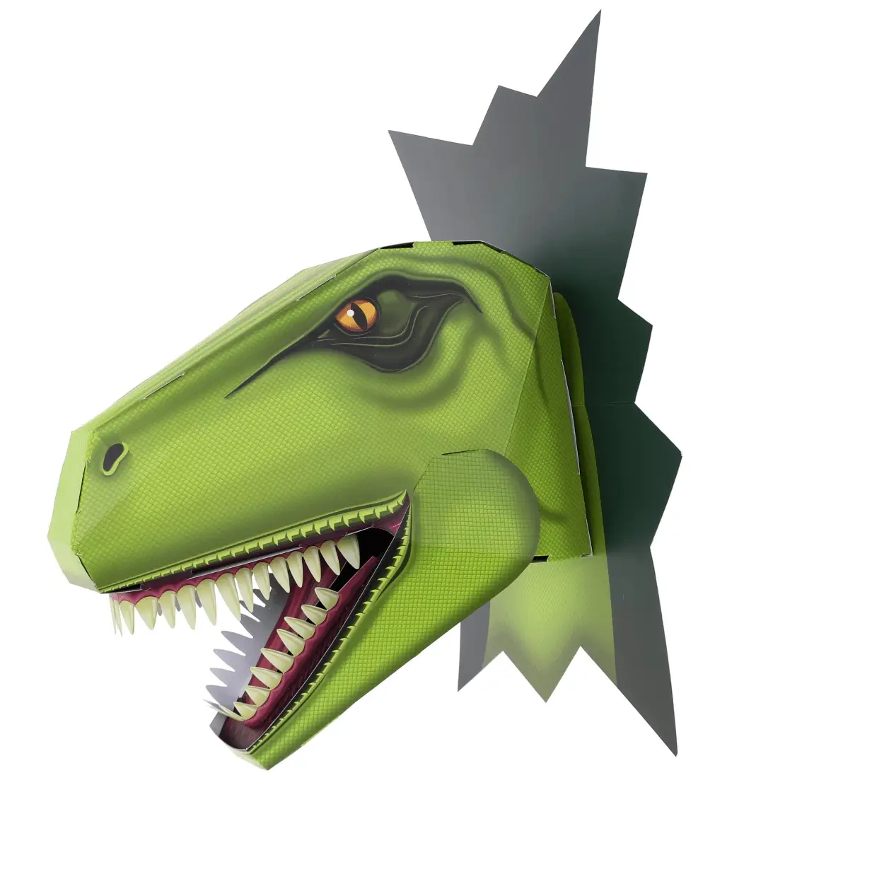 恐ろしいT-Rex(恐竜)の頭を作る壁掛けアート(立体ペーパークラフト)DIN-16-HEAD - 画像 (3)