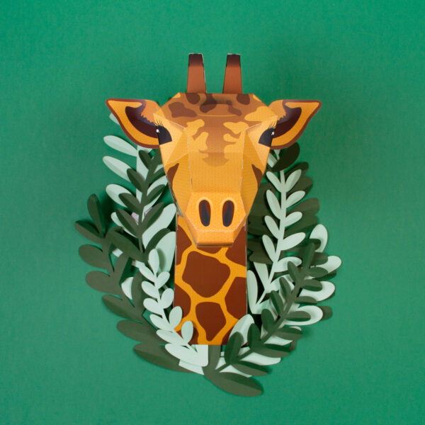 キリンの壁掛けアート（立体ペーパークラフト）WORLD-22-GIRAFFE - 画像 (5)