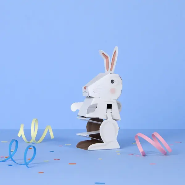 自分だけの跳ねるウサギを作ろう（組み立て式ペーパークラフト）PARTY-23-BUNNY