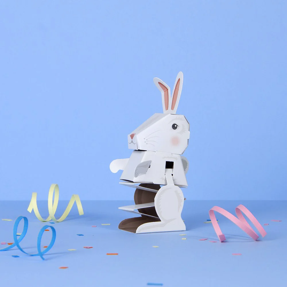 自分だけの跳ねるウサギを作ろう(組み立て式ペーパークラフト)PARTY-23-BUNNY