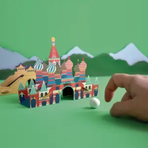 自分だけの世界を創造するフリックゴルフペーパーゲーム（組み立てペーパークラフト）WORLD-GOLF